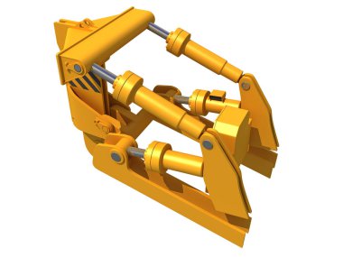 Excavator Fork Bucket ağır inşaat makineleri beyaz arkaplan üzerinde 3D görüntüleme modeli