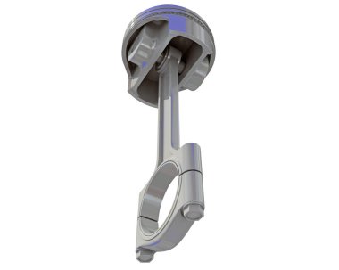 Otomobil Piston 3D görüntüleme modeli beyaz arkaplanda