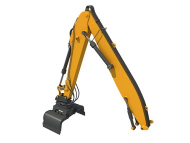Backhoe Yükleyici Eklentisi beyaz arkaplan üzerinde 3B ağır inşaat makineleri oluşturma modeli