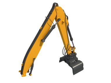 Backhoe Yükleyici Eklentisi beyaz arkaplan üzerinde 3B ağır inşaat makineleri oluşturma modeli