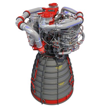 Uzay Mekiği Roket Motoru, beyaz arkaplanda 3D görüntüleme modeli