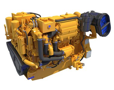 Gemiler ve botlar için Deniz İtici Motoru beyaz arka planda 3D modelleme