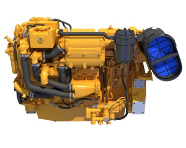 Gemiler ve botlar için Deniz İtici Motoru beyaz arka planda 3D modelleme