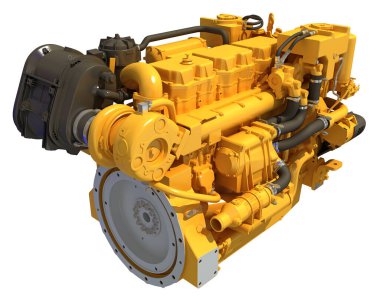 Gemiler ve botlar için Deniz İtici Motoru beyaz arka planda 3D modelleme