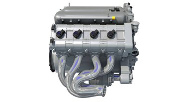 Beyaz arkaplanda V8 Araç Motoru 3D görüntüleme modeli