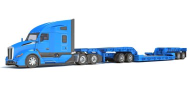 Lowboy Römorku 3D modelli beyaz kamyon