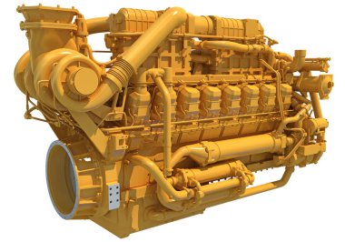 Beyaz zemin üzerinde Deniz İtici Motoru 3D görüntüleme modeli