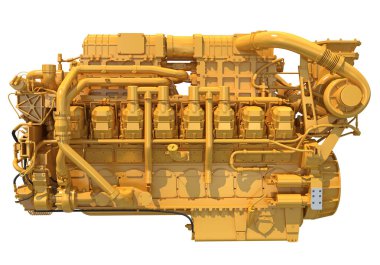 Beyaz zemin üzerinde Deniz İtici Motoru 3D görüntüleme modeli