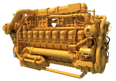 Beyaz zemin üzerinde Deniz İtici Motoru 3D görüntüleme modeli
