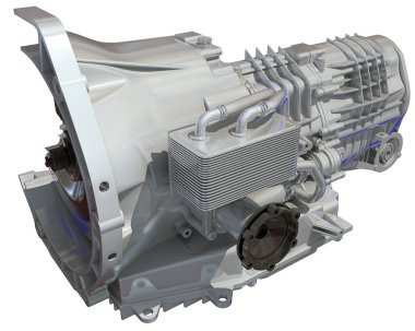 Otomobil Aktarımı Kesme 3D modelleme beyaz arkaplan üzerinde