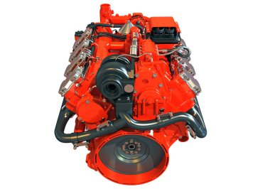 Araç Motoru 3D görüntüleme modeli beyaz arkaplanda