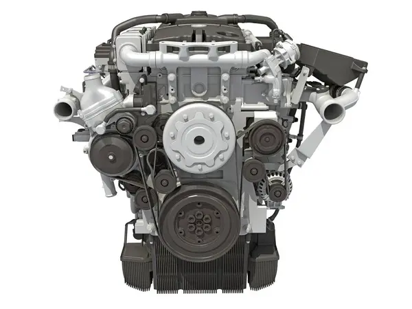 Araç Motoru 3D görüntüleme modeli beyaz arkaplanda