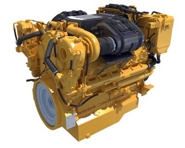 Marine Propulsion Engine for Ships, Yachts and Boats 3D rendering model clipart