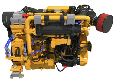 Endüstriyel Diesel Motor 3B modelleme beyaz arka planda