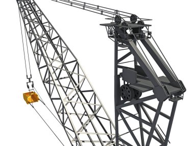 Sürükleme Hattı Kazıyıcı Kovası beyaz zemin üzerinde 3D ağır inşaat makineleri