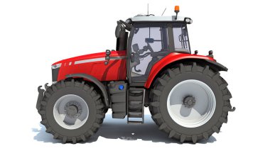 Beyaz arkaplanda Tarım Traktörü 3D görüntüleme modeli