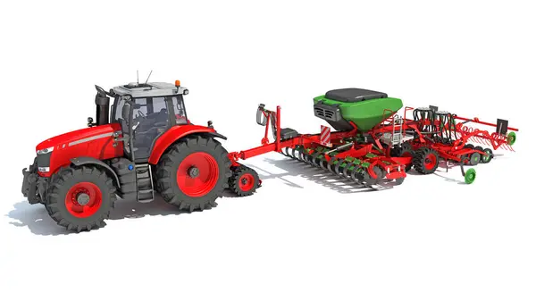 Tohum Delgisi 3D modelli tarım traktörü beyaz arkaplandaName
