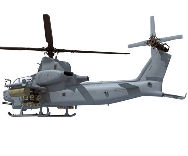 Askeri nakliye helikopteri. Beyaz arka planda 3D görüntüleme modeli.