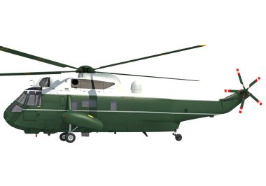 Beyaz arkaplanda helikopter 3D görüntüleme modeli