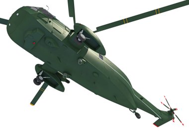 Beyaz arkaplanda helikopter 3D görüntüleme modeli