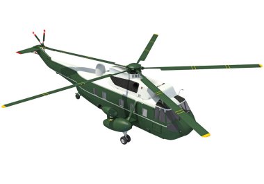 Beyaz arkaplanda helikopter 3D görüntüleme modeli
