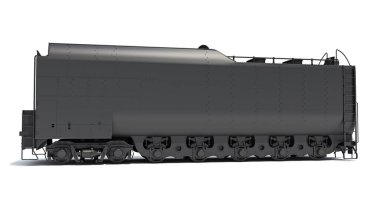 Buharlı Kömür Treni İhale Aracı beyaz arka planda 3D modelleme