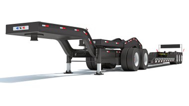 Düşük Yükleyici Platformu Römorku beyaz arkaplan üzerinde 3B oluşturma modeli