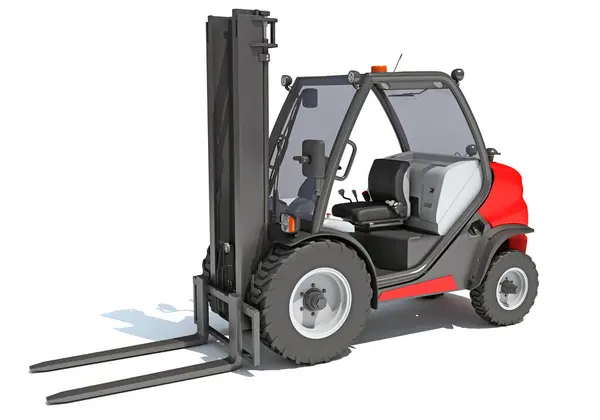 Teleskopik Tekerlek Yükleyici beyaz arkaplan üzerinde 3B oluşturma modeli