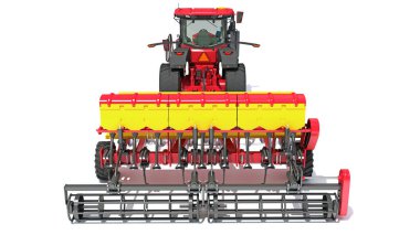 Kompakt Disk Harrow 3D tarama modeline sahip tarım traktörü beyaz arkaplanda