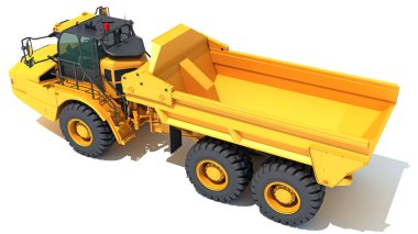 Beyaz zemin üzerinde 3D eklemli maden kamyonu modelleme