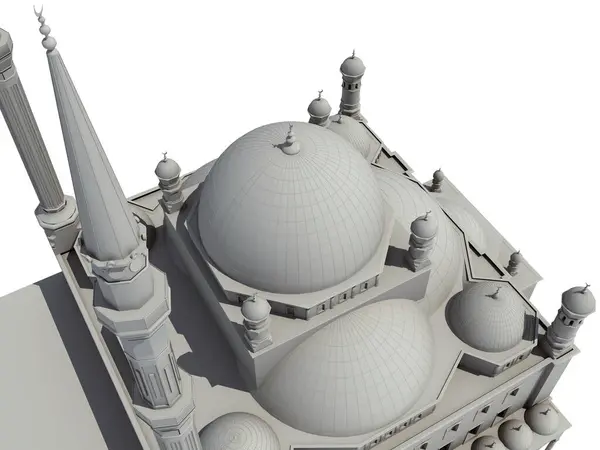 Τζαμί Θρησκευτικό Κτίριο Μοντέλο Απόδοση Λευκό Φόντο — Φωτογραφία Αρχείου