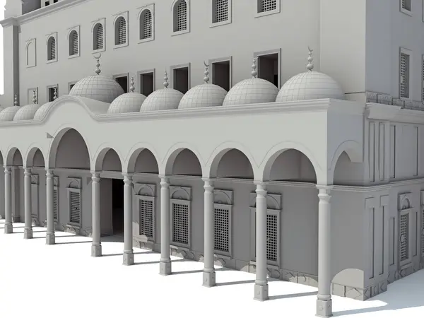 Mecset Vallási Épület Renderelés Modell Fehér Háttér Stock Kép