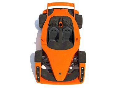 Beyaz arkaplanda yarış arabası 3D görüntüleme modeli