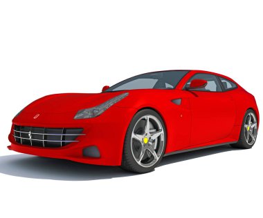 Beyaz arkaplanda yarış arabası 3D görüntüleme modeli