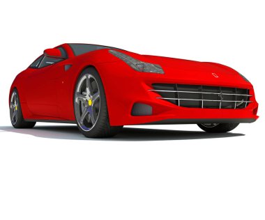 Beyaz arkaplanda yarış arabası 3D görüntüleme modeli