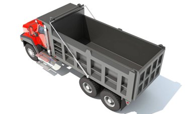 Kamyon 3D biçimlendirme modelini beyaz arkaplanda ağır inşaat makineleri olarak boşalt