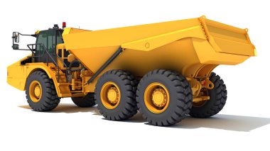 Kamyon 3D biçimlendirme modelini beyaz arkaplanda ağır inşaat makineleri olarak boşalt