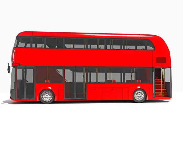 Double Decker City Bus 3D rendering model on white background