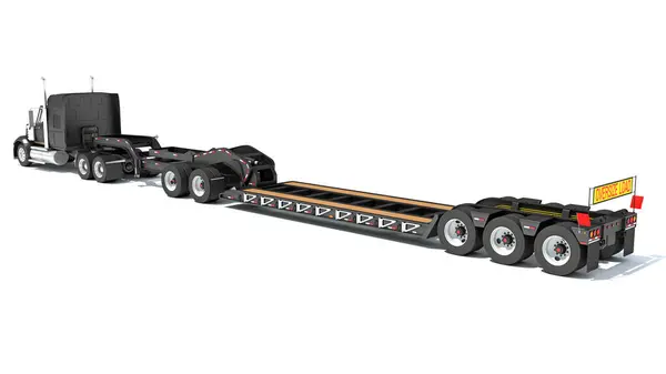 Semi Truck Lowboy Platform Trailer Renderelő Modell Fehér Háttér Stock Kép