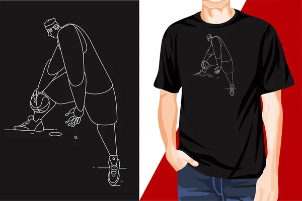 Impressionnant Accrocheur Moderne Homme Football Contour Shirt Design — Image vectorielle