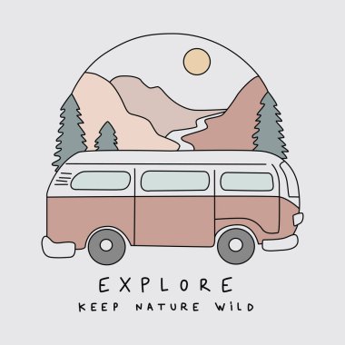 Muhteşem Göz Çekici Modern Dağ Otobüsü Tişört Tasarımı