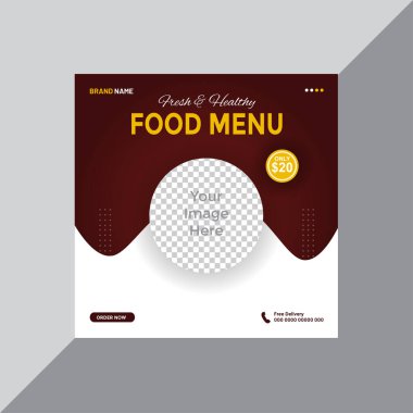 Ücretsiz Vektör gıda sosyal medya tanıtımı ve Instagram afiş post tasarım şablonu.