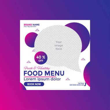 Ücretsiz Vektör gıda sosyal medya tanıtımı ve Instagram afiş post tasarım şablonu