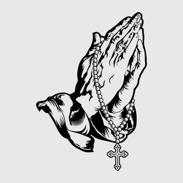 免费溢价矢量祷告之手 宗教和天主教或基督教插图设计 — 图库矢量图片
