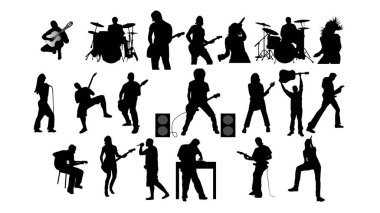 Serbest Vektör müzisyenleri siluetleri dizayn edildi