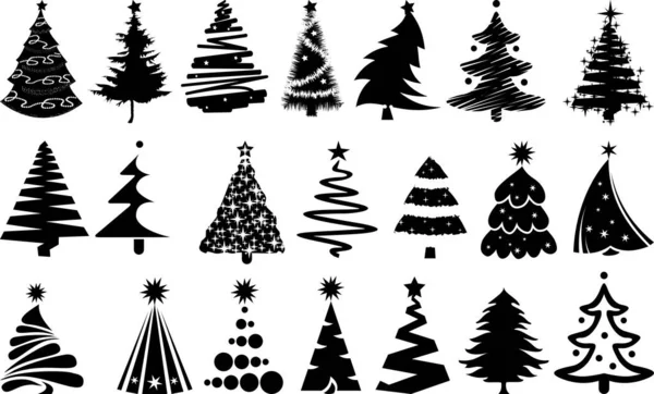 Ücretsiz Vektör Noel Ağacı Silüetleri Tasarımı