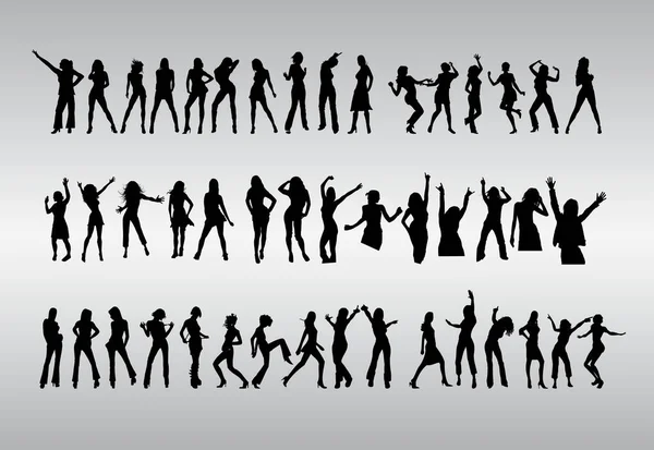Free Vector Dancing Girls Silhouettes Collection — Stock Vector