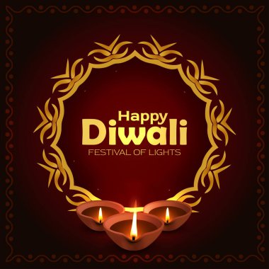 Ücretsiz Vektör Mutlu Diwali ile diyas, Hindistan festivali yaratıcı diya ve arka plan ile