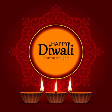 Ücretsiz Vektör Mutlu Diwali ile diyas, Hindistan festivali yaratıcı diya ve arka plan ile