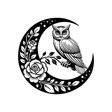 Çiçek Motifli Serbest Vektör Hilal Ay Tasarımı